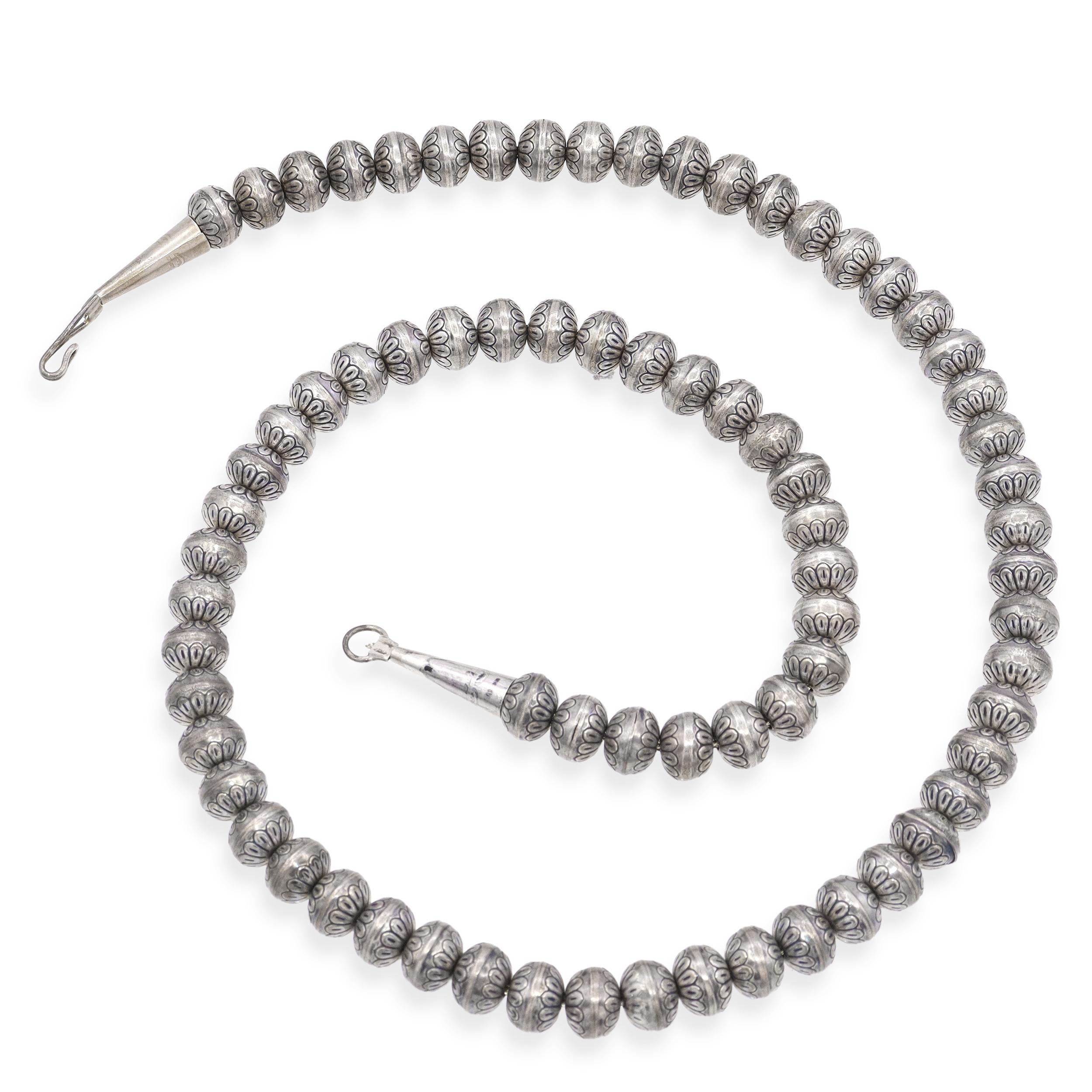 Vintage Sterling Silver Stamped Navajo Pearl Style Beaded Necklace
