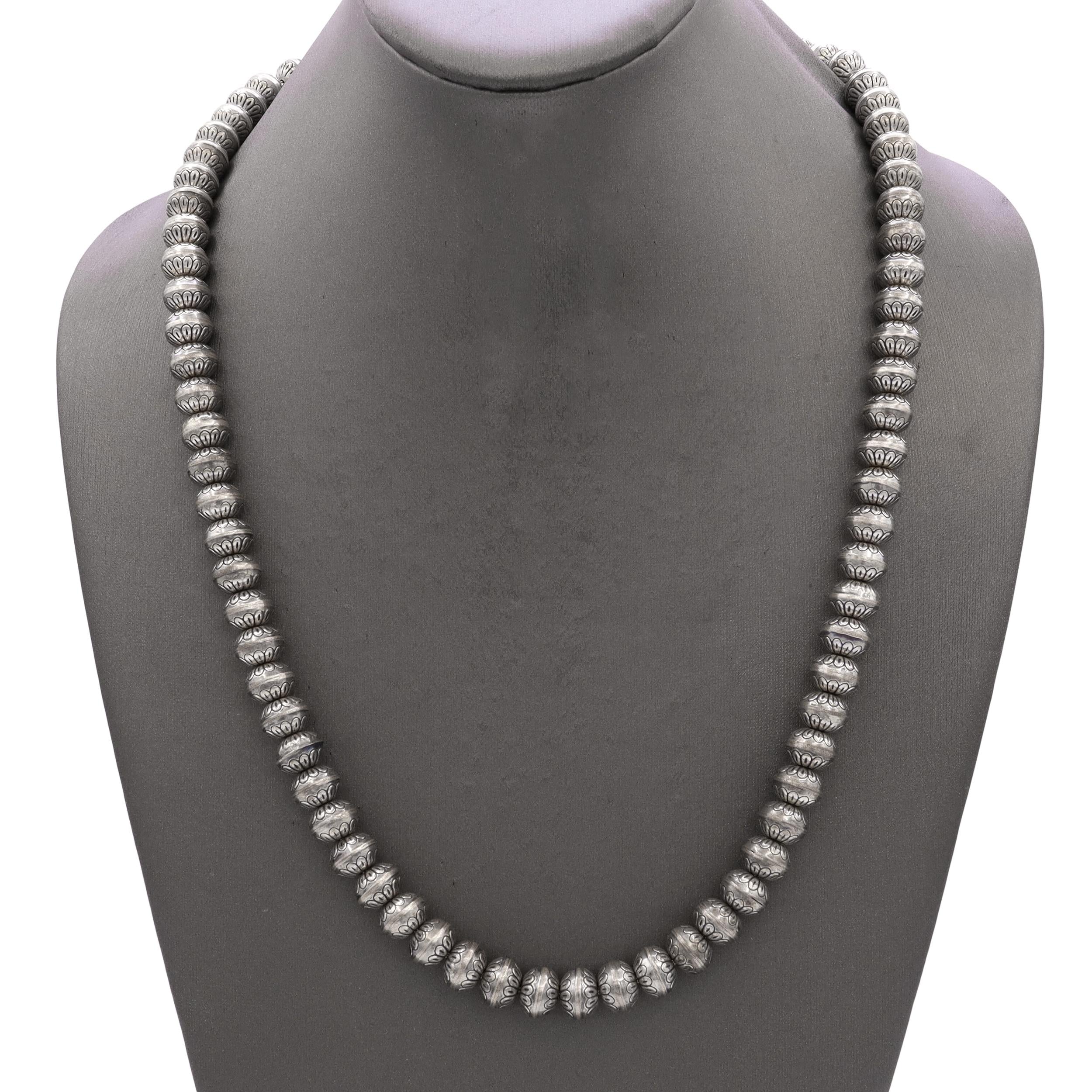 Vintage Sterling Silver Stamped Navajo Pearl Style Beaded Necklace