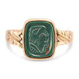 Vintage Yellow Gold Bloodstone Carved Intaglio Ring