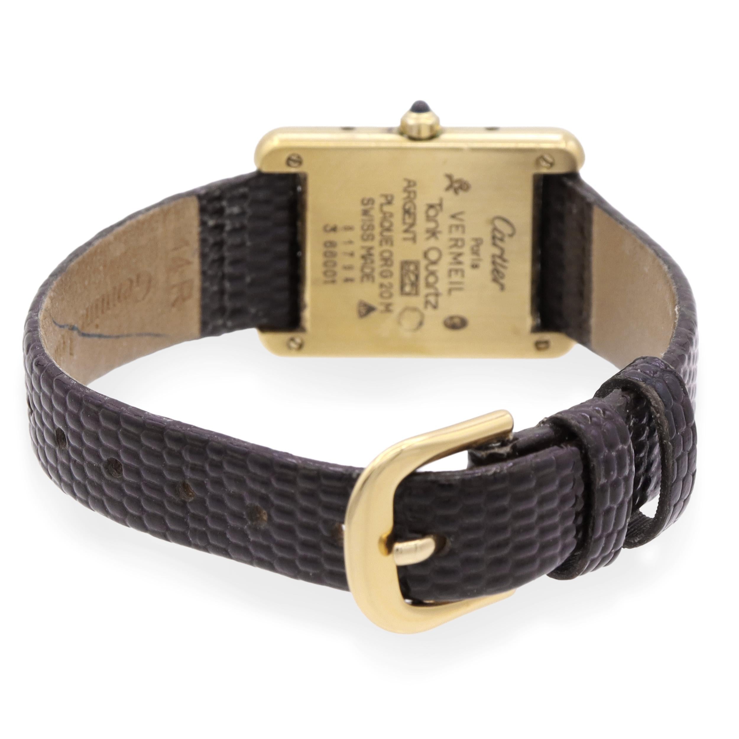 Cartier Must de Vermeil Tank Black Dial Quartz Watch