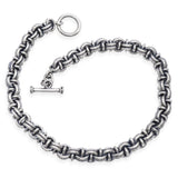 Vintage Sterling Silver Oxidized Byzantine Link Toggle Necklace