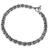 Vintage Sterling Silver Oxidized Byzantine Link Toggle Necklace