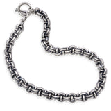 Vintage Sterling Silver Oxidized Byzantine Link Toggle Necklace