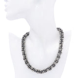 Vintage Sterling Silver Oxidized Byzantine Link Toggle Necklace