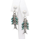 Eva L. Wyaco Zuni Sterling Silver Turquoise Needlepoint Necklace & Earring Set