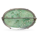Vintage Sterling Silver Carved Jade Brooch Pin