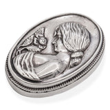 Henryk Winograd HW Sterling Silver Repoussé Woman with Rose Cameo Brooch Pendant