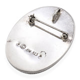 Henryk Winograd HW Sterling Silver Repoussé Woman with Rose Cameo Brooch Pendant