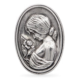 Henryk Winograd HW Sterling Silver Repoussé Woman with Rose Cameo Brooch Pendant
