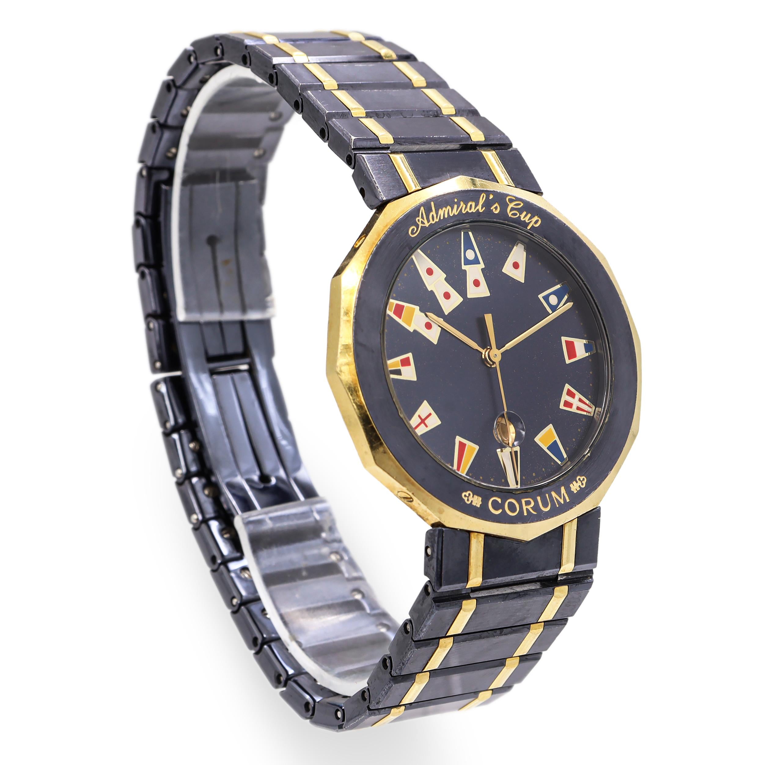 Corum Admiral's Cup Blue Steel and 18k Gold Quartz Watch