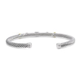David Yurman Cable Renaissance 18k & Sterling Silver Multi Stone Cuff Bracelet
