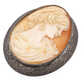 Antique Shell Cameo Sterling Silver Belt Buckle