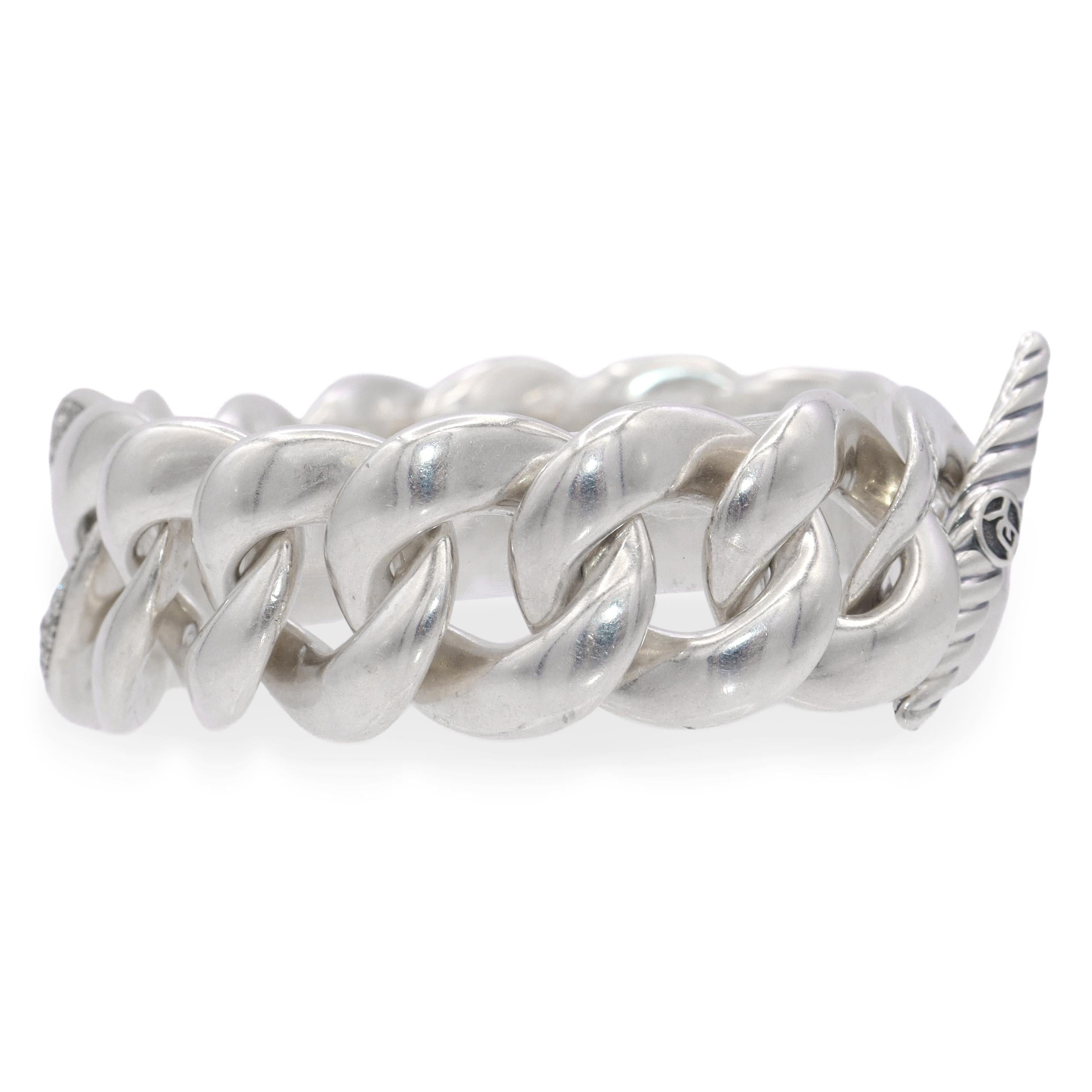 David Yurman Sterling Silver Diamond Pavé Belmont Curb Link Bracelet