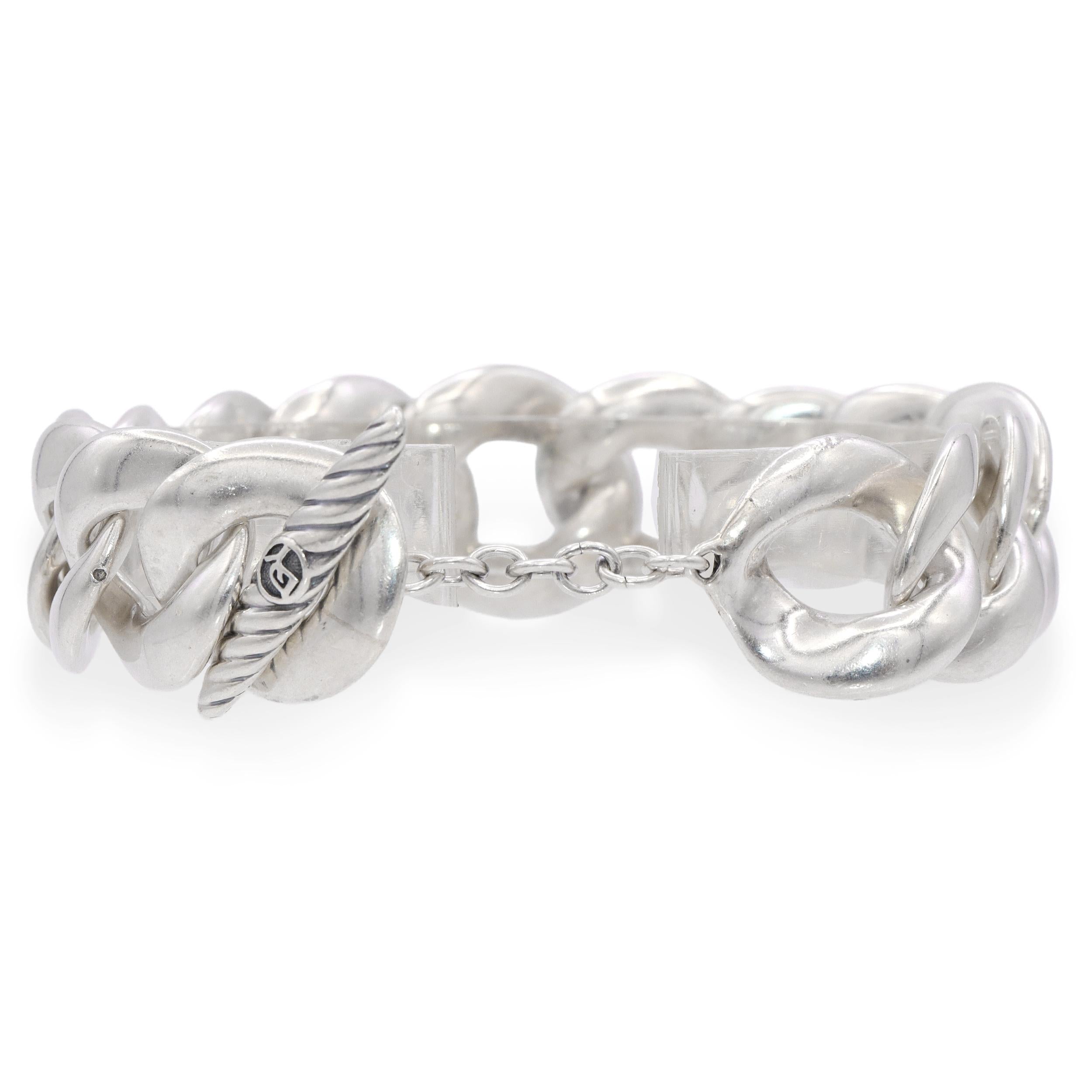David Yurman Sterling Silver Diamond Pavé Belmont Curb Link Bracelet