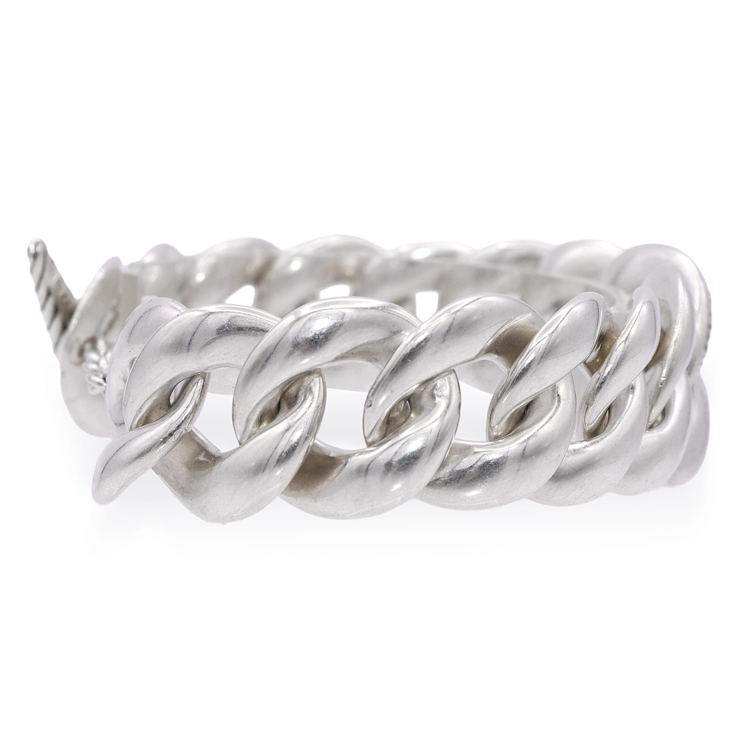 David Yurman Sterling Silver Diamond Pavé Belmont Curb Link Bracelet