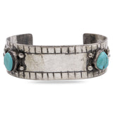 Vintage Navajo Sterling Silver Turquoise ID Cuff Bracelet