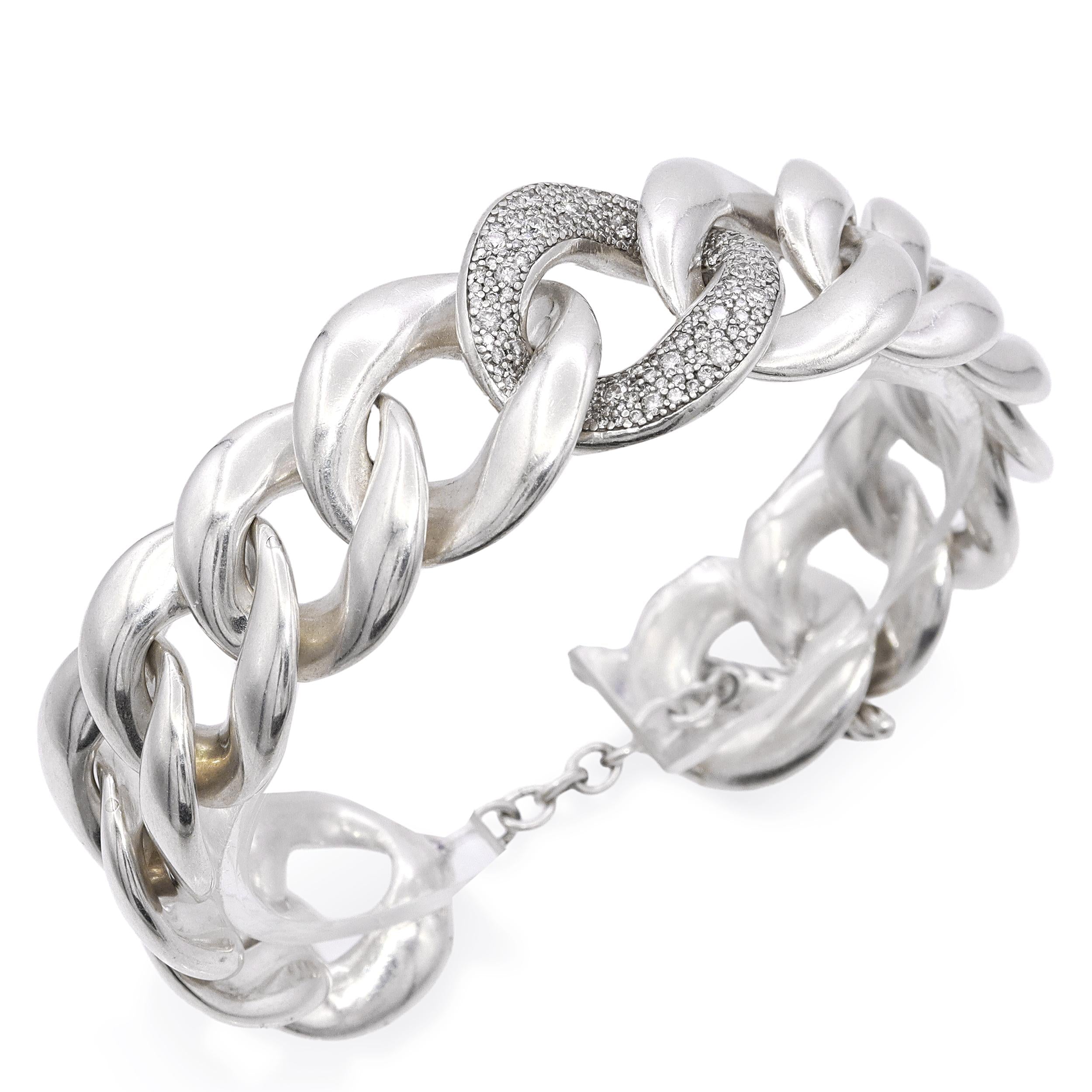 David Yurman Sterling Silver Diamond Pavé Belmont Curb Link Bracelet