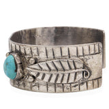 Vintage Navajo Sterling Silver Turquoise ID Cuff Bracelet