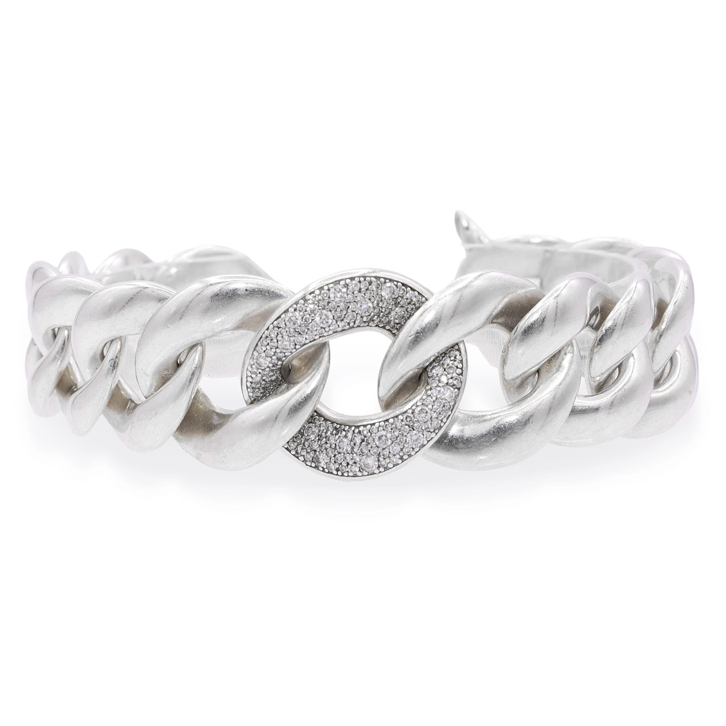 David Yurman Sterling Silver Diamond Pavé Belmont Curb Link Bracelet