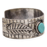 Vintage Navajo Sterling Silver Turquoise ID Cuff Bracelet