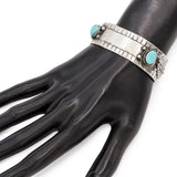 Vintage Navajo Sterling Silver Turquoise ID Cuff Bracelet