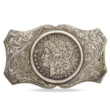 Vintage Sterling Silver 1885 Morgan Silver Dollar Coin Belt Buckle