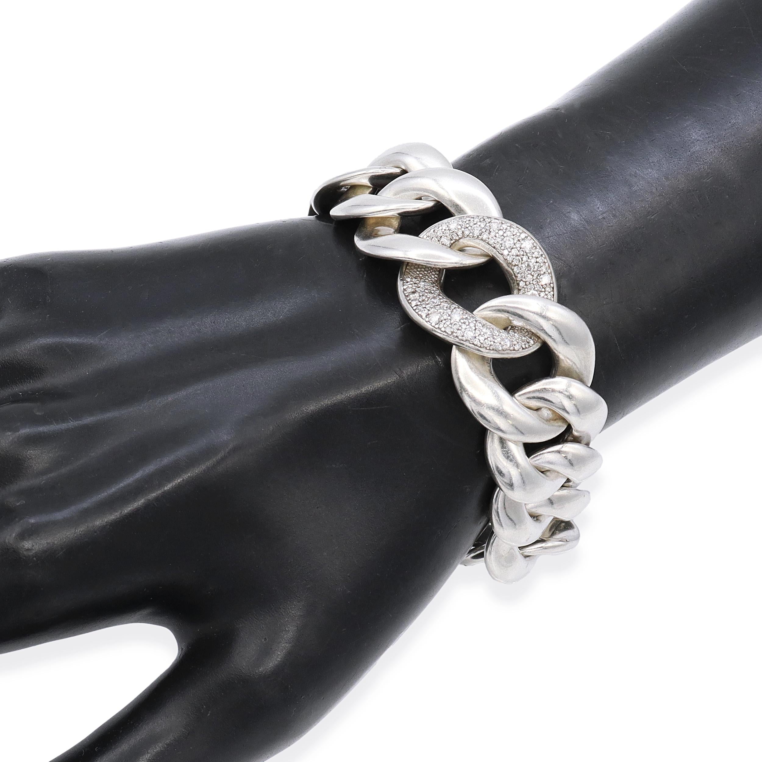 David Yurman Sterling Silver Diamond Pavé Belmont Curb Link Bracelet