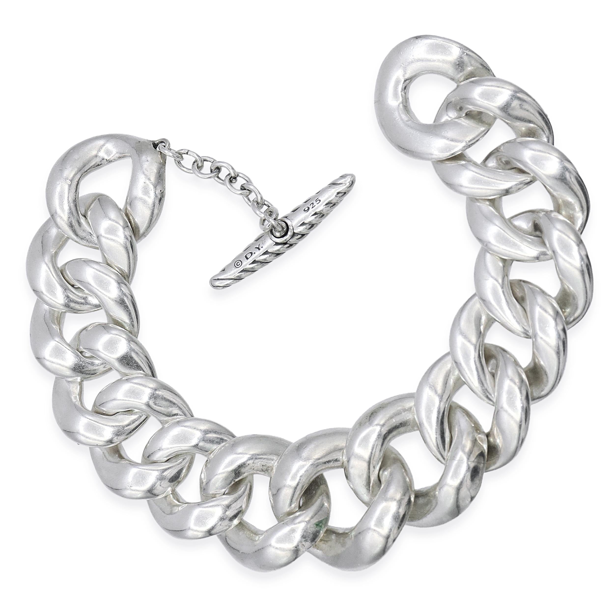 David Yurman Sterling Silver Diamond Pavé Belmont Curb Link Bracelet