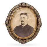 Antique Victorian Yellow Gold Portrait Mourning Brooch