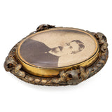 Antique Victorian Yellow Gold Portrait Mourning Brooch