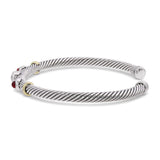 David Yurman Cable Renaissance 18k & Sterling Silver Multi Stone Cuff Bracelet