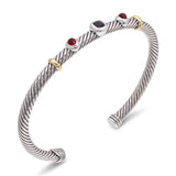 David Yurman Cable Renaissance 18k & Sterling Silver Multi Stone Cuff Bracelet