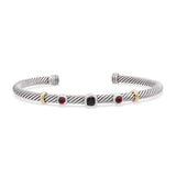David Yurman Cable Renaissance 18k & Sterling Silver Multi Stone Cuff Bracelet