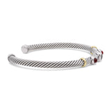 David Yurman Cable Renaissance 18k & Sterling Silver Multi Stone Cuff Bracelet