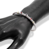 David Yurman Cable Renaissance 18k & Sterling Silver Multi Stone Cuff Bracelet