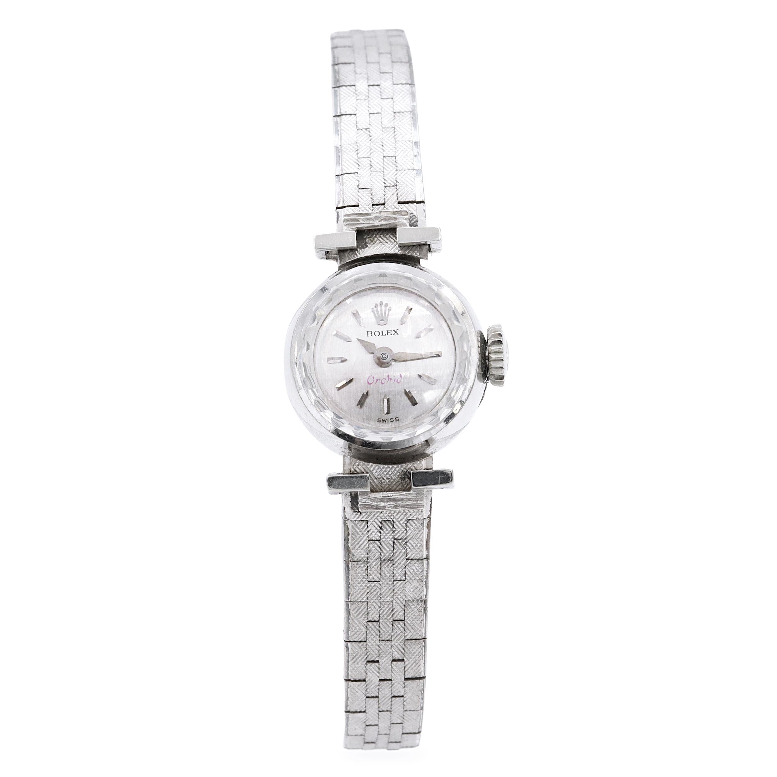 Vintage Rolex Orchid 18K White Gold Handwind Cocktail Watch