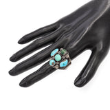 Vintage Navajo Sterling Silver Multi-Stone Turquoise Cluster Ring