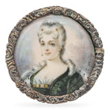 Antique Sterling Silver French Hand Painted Miniature Portrait Painting