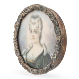 Antique Sterling Silver French Hand Painted Miniature Portrait Painting
