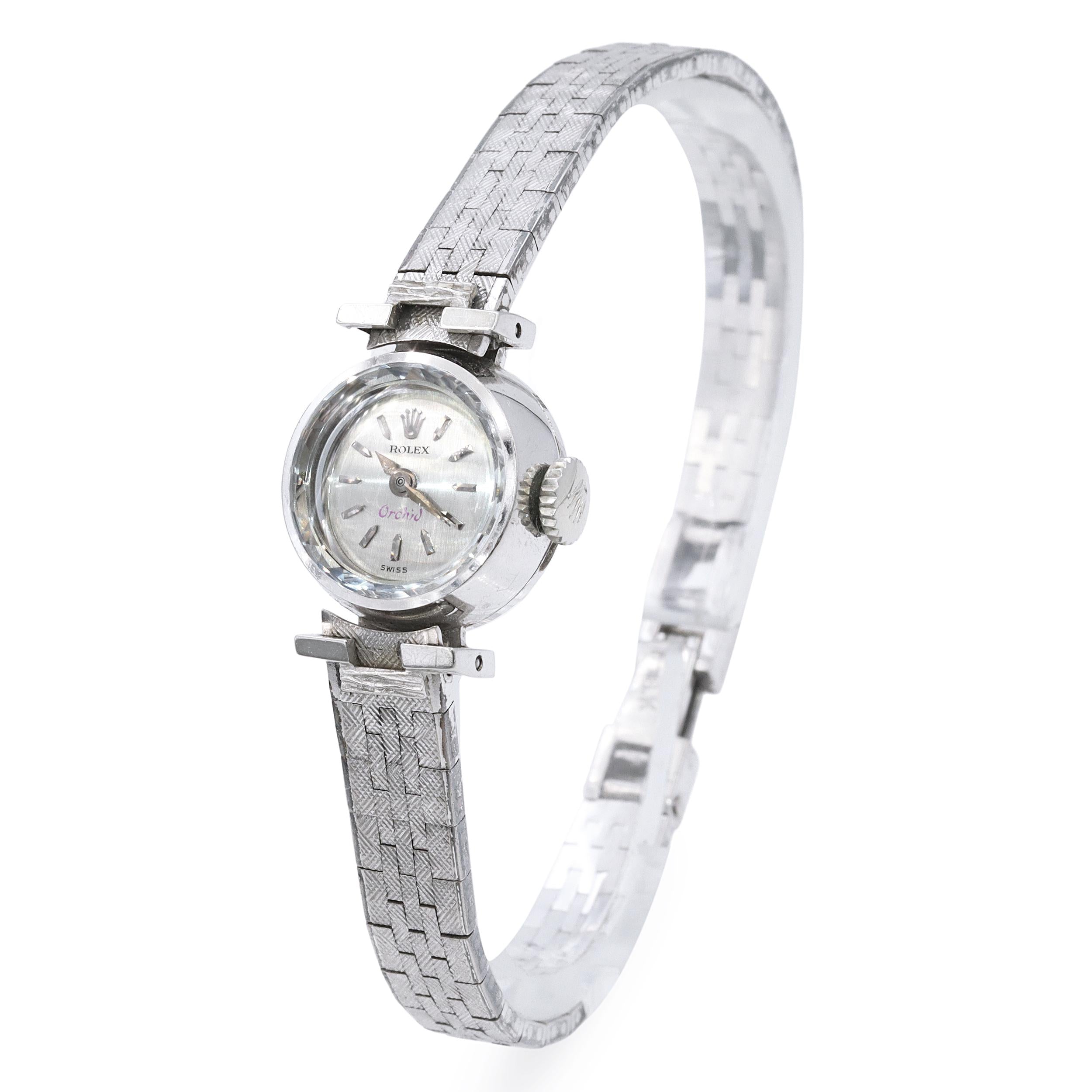 Vintage Rolex Orchid 18K White Gold Handwind Cocktail Watch