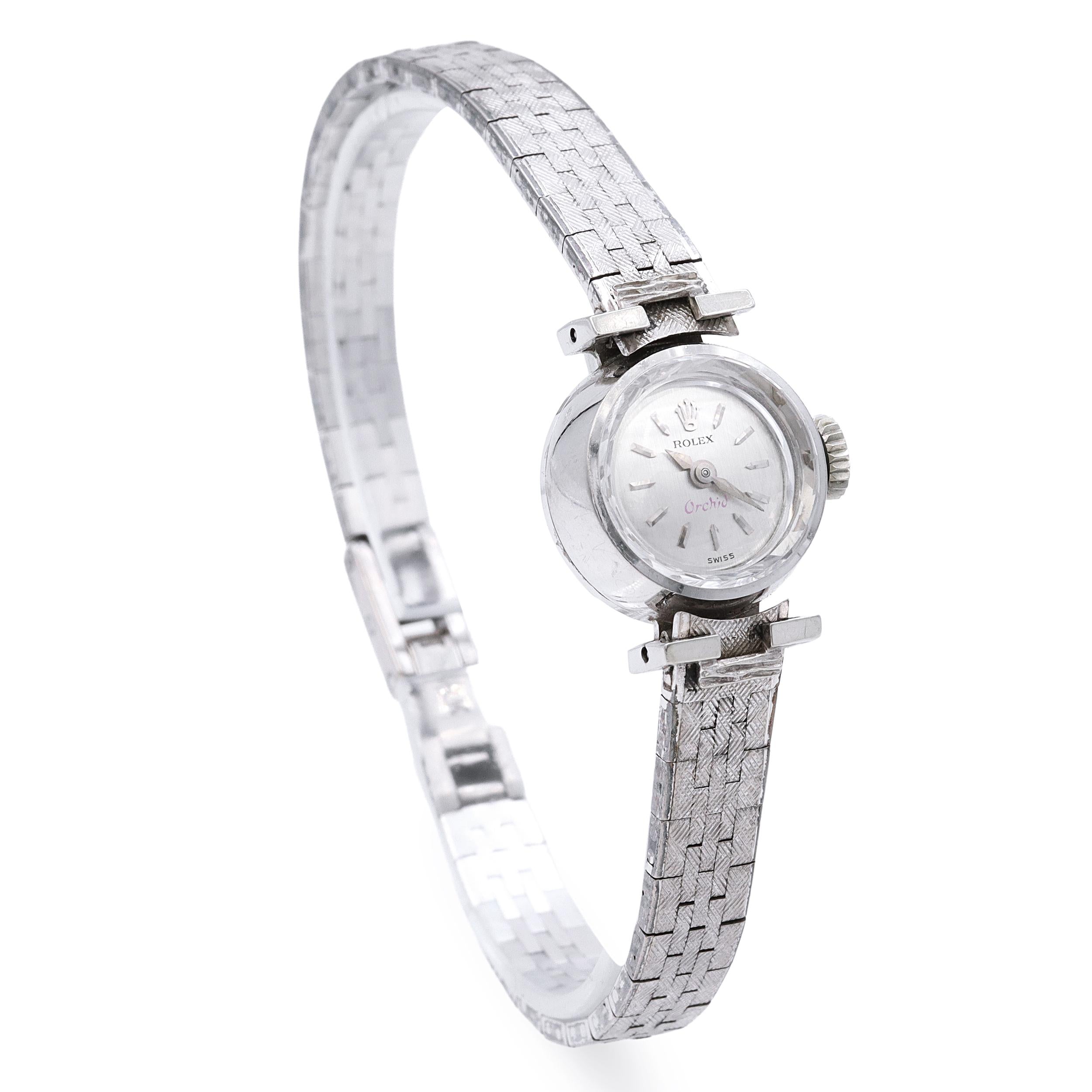 Vintage Rolex Orchid 18K White Gold Handwind Cocktail Watch