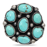 Vintage Navajo Sterling Silver Turquoise Cluster Ring