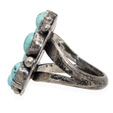Vintage Navajo Sterling Silver Turquoise Cluster Ring