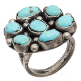 Vintage Navajo Sterling Silver Turquoise Cluster Ring