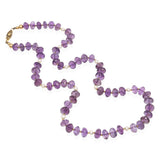 Vintage Amethyst Faceted Bead and Pearl Beaded Strand Necklace