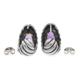 David Yurman Sterling Silver 18k Yellow Gold Amethyst Earrings