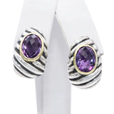 David Yurman Sterling Silver 18k Yellow Gold Amethyst Earrings