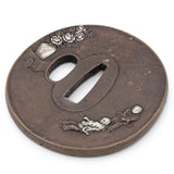 Antique Sword Guard Tsuba Brass Children At Play