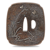 Sword Guard Tsuba Brass Heron On A Pond