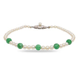 Vintage Jade and Pearl Beaded Strand Bracelet